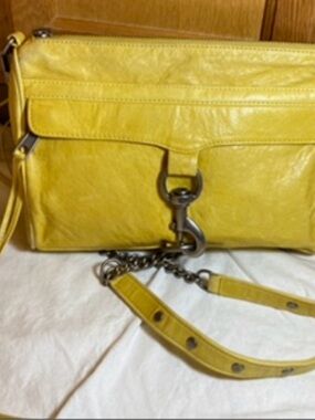 Rebecca Minkoff Yellow Leather Crossbody with Chain Detail